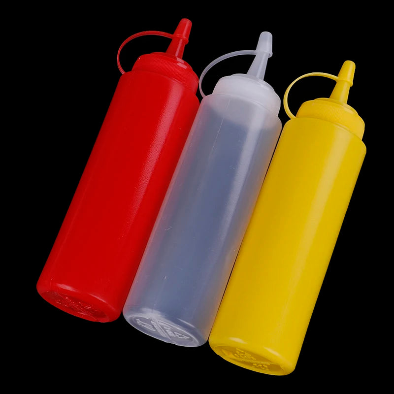 Kunststoff-Quetschflaschenspender, 227 ml, Aufbewahrungsflasche für Sauce, Honig, Sahne, Öl, Kuchen, Sushi, Deko-Werkzeuge, Marmelade, Gewürze, Tomatenhalter, Glas