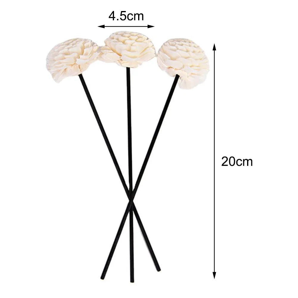 3 Stück Blumen-Rattan-Schilf-Duftdiffusor, kein Feuer, Ersatz-Nachfüllstäbchen für Zuhause, aromatischer Weihrauch