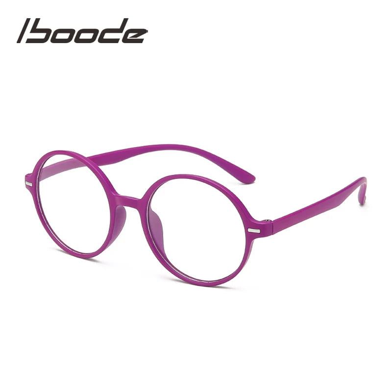 iboode Round Reading Glasses Female Male Black Red TR90 Bendable Retro Goggle Prebyopic Ultra Light Hyperopia Frame +1.0 to +4.0