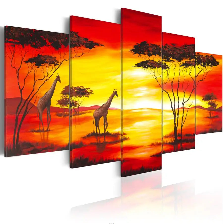 engelskunst-5pcs-set-ungerahmte-afrikanische-tierlandschaft-elefant-giraffe-hd-druck-moderne-heimdekoration-leinwand-olgemalde