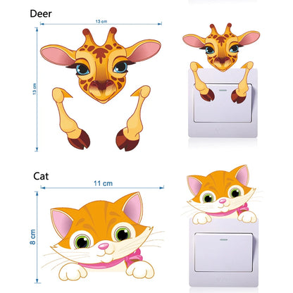 Cartoon Niedliche Elefant Kätzchen Panda Steckdose Schalter Wandaufkleber Vinyl Aufkleber Für Home Decor Schöne Tiere Aufkleber Entfernbar