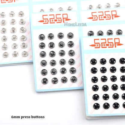 Großhandel 288 Sätze/Los kleines Metall Messing 6 mm zum Aufnähen von Druckknopfverschlüssen, Bolzen, silbernes Nickel, Gun Metal, schwarz, freies Schiff