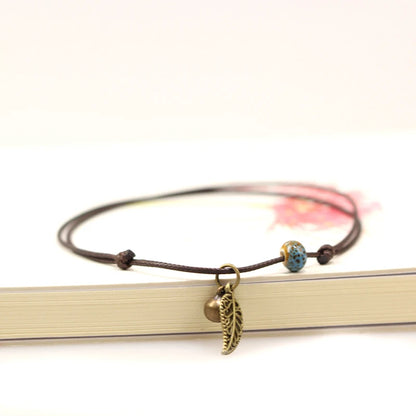 Handgefertigte Keramik-Fußkettchen für Damen – Original handgewebte Mode-Fußkettchen mit Blätter-Ceramic-Schmuck (#1023)