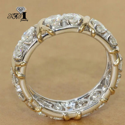 Hot YaYI Schmuck – Top-Qualität, Prinzess-Schliff, 3,2 ct weißer Moissanit-Zirkon, Verlobungs- und Partyring, Gold/Silber