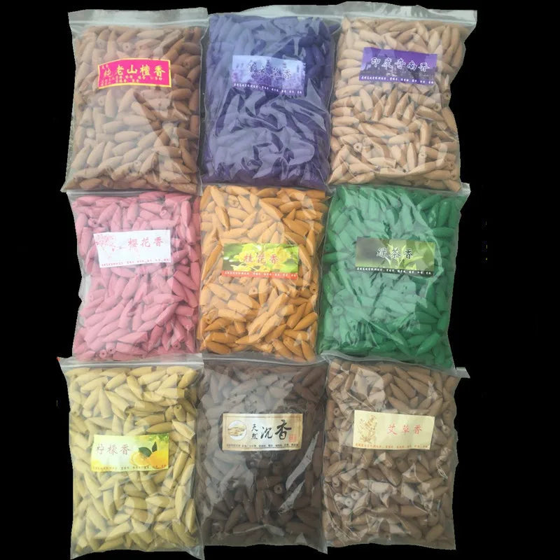 20 Stück große 3,5 cm natürliche Refluxturm Weihrauch Rose Osmanthus Sakura Rauchkegel Rückfluss Räucherstäbchen Kugel oder Keramikbrenner
