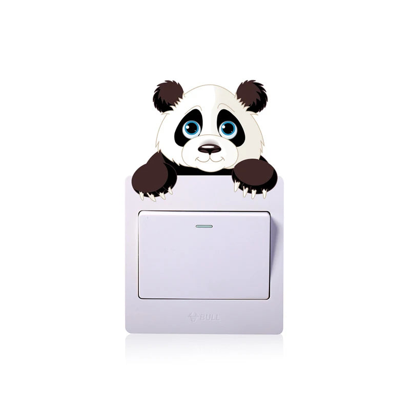 Cartoon Niedliche Elefant Kätzchen Panda Steckdose Schalter Wandaufkleber Vinyl Aufkleber Für Home Decor Schöne Tiere Aufkleber Entfernbar