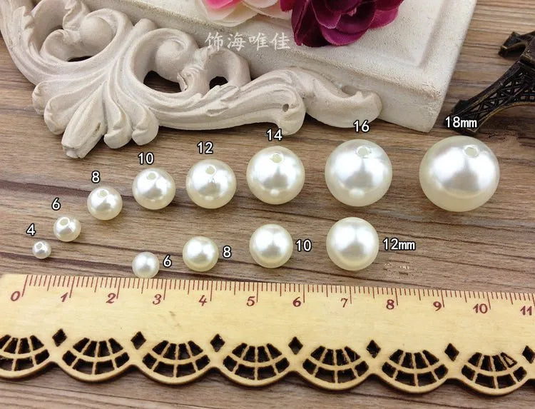 DIY Multi-Size optional 3-30mm Elfenbein Imitation Perlen Acryl glatte runde Abstandsperlen für die Schmuckherstellung