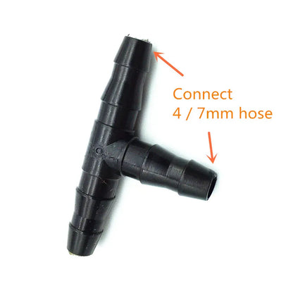 50 Stück Sprinklerbewässerung 1/4 Zoll T-Stück mit Widerhaken, Wasserschlauchanschlüsse, Rohrschlauchanschluss, Verbindungsstück, Tropfsystem für 4 mm/7 mm Schlauch