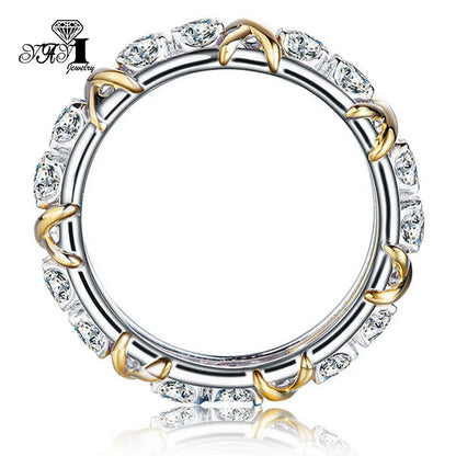 Hot YaYI Schmuck – Top-Qualität, Prinzess-Schliff, 3,2 ct weißer Moissanit-Zirkon, Verlobungs- und Partyring, Gold/Silber