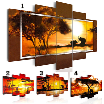 engelskunst-5pcs-set-ungerahmte-afrikanische-tierlandschaft-elefant-giraffe-hd-druck-moderne-heimdekoration-leinwand-olgemalde