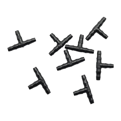 50 Stück Sprinklerbewässerung 1/4 Zoll T-Stück mit Widerhaken, Wasserschlauchanschlüsse, Rohrschlauchanschluss, Verbindungsstück, Tropfsystem für 4 mm/7 mm Schlauch