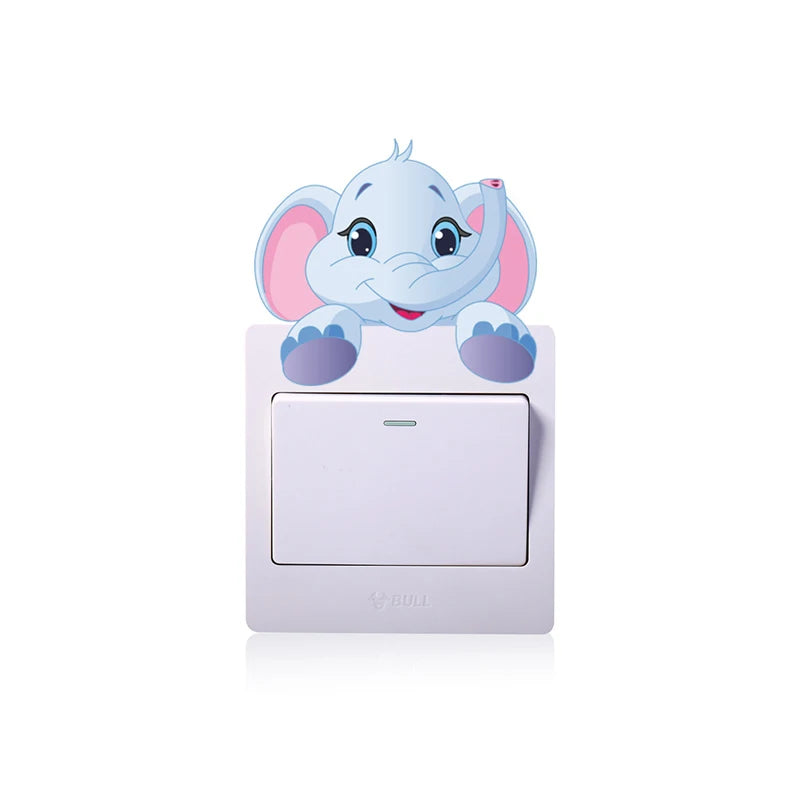 Cartoon Niedliche Elefant Kätzchen Panda Steckdose Schalter Wandaufkleber Vinyl Aufkleber Für Home Decor Schöne Tiere Aufkleber Entfernbar