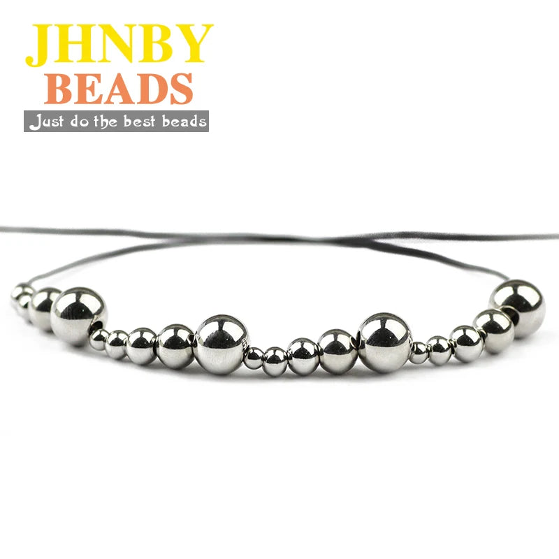 JHNBY Edelstahl Spacer Perlen Kugel 3/4/5/6/8 MM Metall Runde Lose Perlen für Schmuck Armband Herstellung DIY Zubehör Erkenntnisse