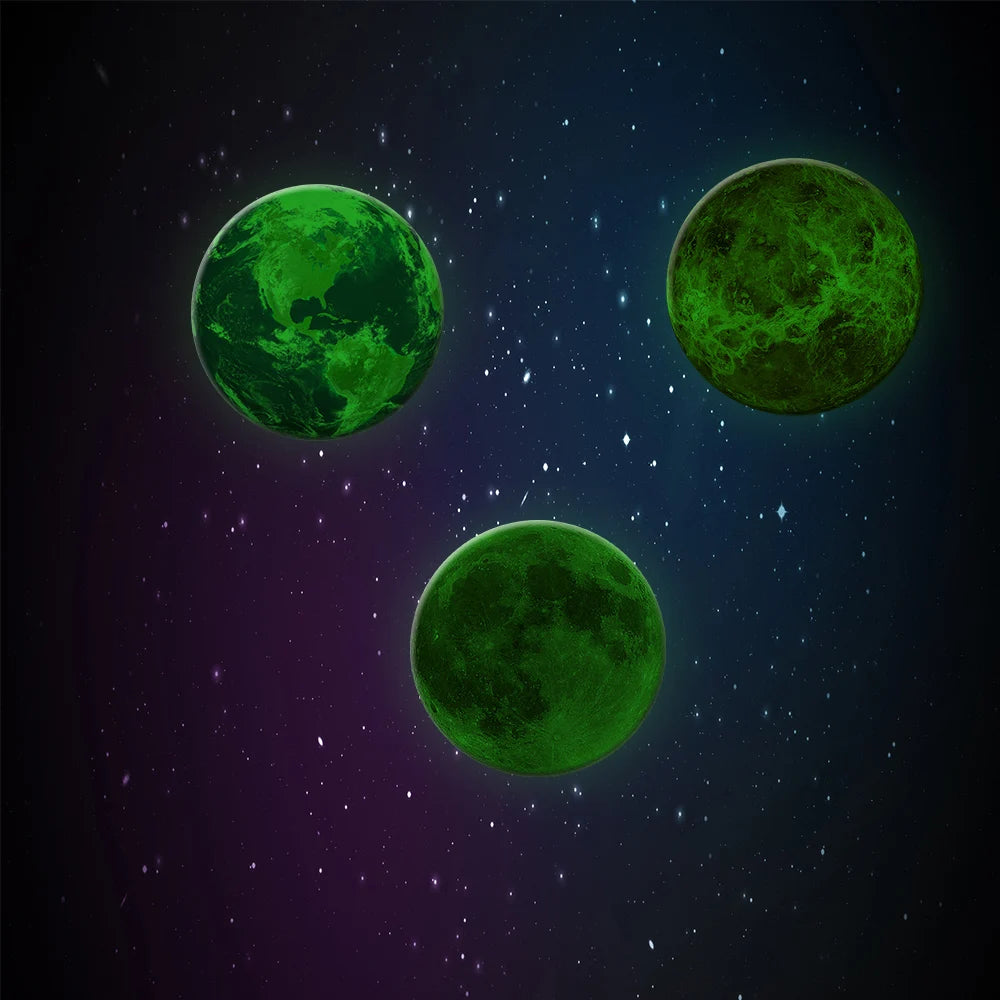 30cm leuchtende 3D Aufkleber leuchtende Planeten Wandaufkleber leuchten im dunklen Mond Erde für Kinder Zimmer Dekoration Wohnkultur