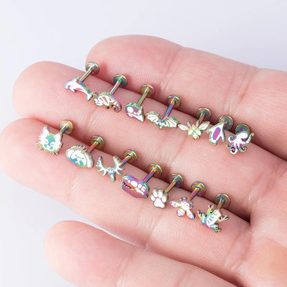 1PC 16G Edelstahl Tierstil Labret Monroe Lippenring Niedliche Ohrstecker Tragus Helix Knorpel Ohrring Ohrstecker Piercing Schmuck