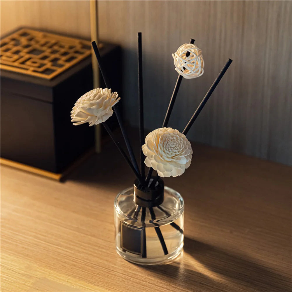 3 Stück Blumen-Rattan-Schilf-Duftdiffusor, kein Feuer, Ersatz-Nachfüllstäbchen für Zuhause, aromatischer Weihrauch