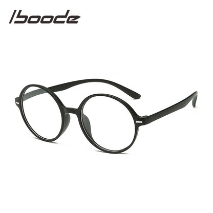 iboode Round Reading Glasses Female Male Black Red TR90 Bendable Retro Goggle Prebyopic Ultra Light Hyperopia Frame +1.0 to +4.0