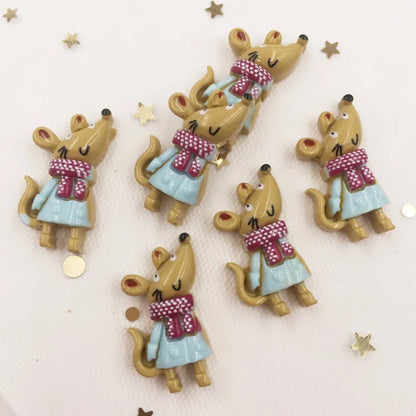 Handbemaltes Harz Schöne farbenfrohe kleine Maus flacher Rücken Stein Applique 12pcs DIY Geschenk Sammelalbum Dekor Home Figurine Handwerks