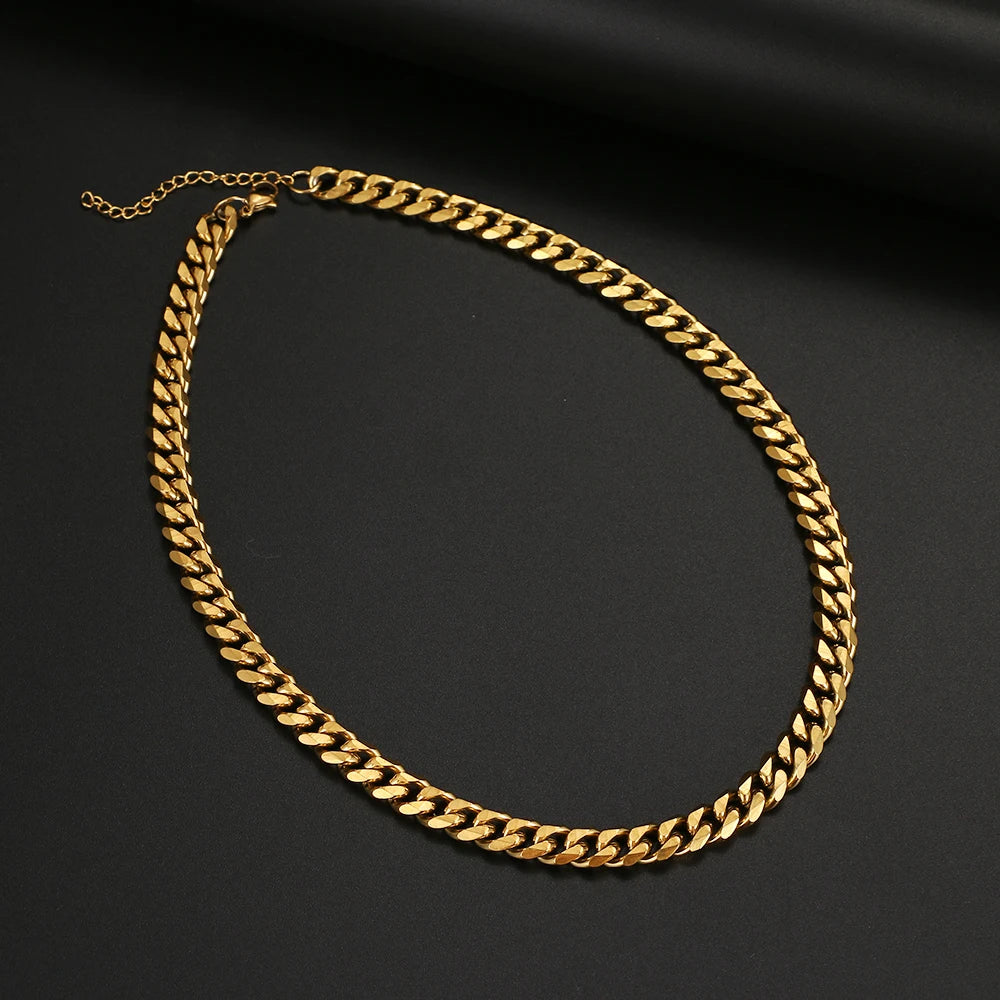 Grundlegende Punk-Edelstahl-Halskette für Männer und Frauen, kubanische Gliederkette, minimalistische Halsband-Halsketten, heißer Schmuck, Gothic-Geschenke