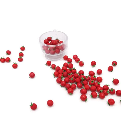 Mini 10Pcs 1:12 Maßstab Puppenhaus Harz Künstliche Gefälschte Miniatur Frucht Tomate Küche Modell Zubehör Spielzeug Geschenk