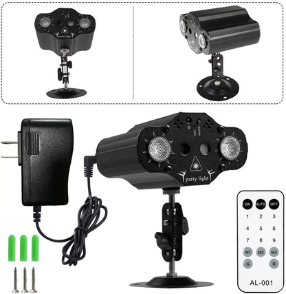 Bühnen-DJ-Party-Laserprojektor – Sprachgesteuerte Disco-Stroboskoplichter in Rot, Grün & Blau – Perfekt für Club, Familie, Feiertage & Weihnachten