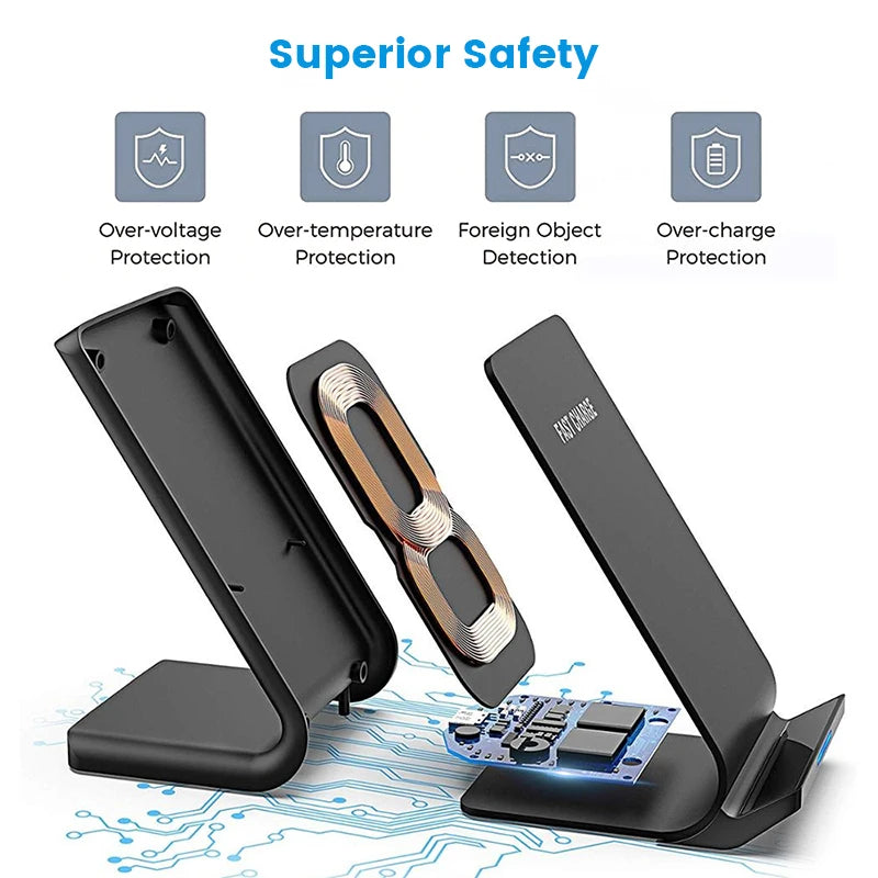 30W Qi Wireless Ladegerät Stand Schnellladestation Dock Station für iPhone15 14 13 12 11 Pro XMax Samsung S21 Dock Station Telefonhalter