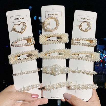 Frau Elegante Geometrische Perle Haarnadeln Koreanischen Stil Haar Clips Legierung Barrettes Mädchen Haar Zubehör Haar Griffe Kopfbedeckung