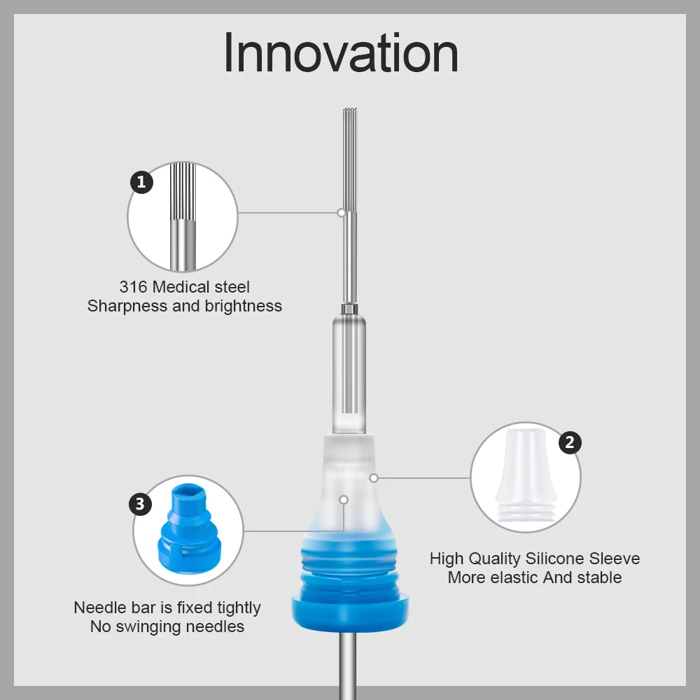 Gemischte 10 Größen Einweg -Kartuschen -Tattoo -Nadeln Augenbrauen Permanentes Make -up für Patronenmaschinen Stiftgriffe