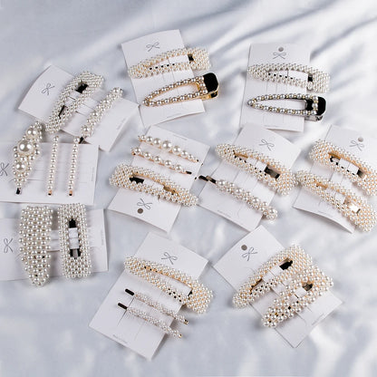 Frau Elegante Geometrische Perle Haarnadeln Koreanischen Stil Haar Clips Legierung Barrettes Mädchen Haar Zubehör Haar Griffe Kopfbedeckung