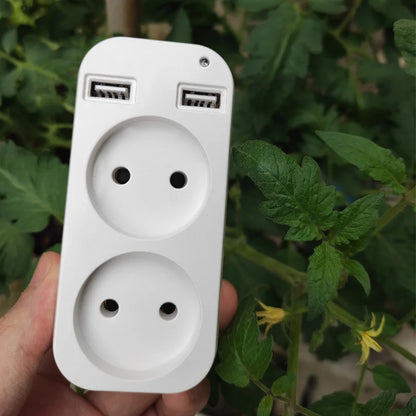 Klassischer europäischer USB-Stecker mit Doppelsteckdose Steckdosenleiste EU-Stecker, 5V 2A Wand-Mehrfachsteckdose tragbar 2 USB-Anschluss