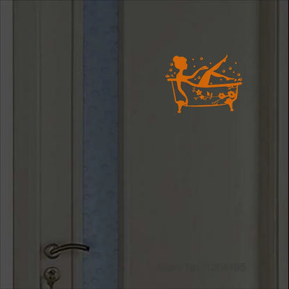 Leuchtende Badezimmer Aufkleber WC Duschraum Türschild Waschraum Anzeige Etikett Aufkleber Cartoon WC Wandaufkleber Leuchten im Dunkeln