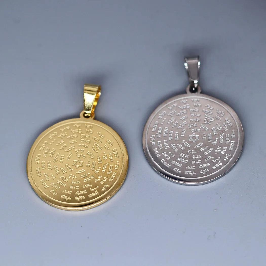 2pcs / Lot Ancient 72 Namen des Gottes Moses Charm Edelstahl Anhänger für Halskette Schmuck Paar Geschenk Herstellung Handarbeit Handwerk