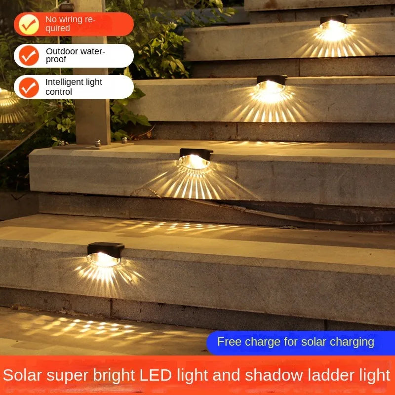 Warmweiße LED Solar Stufenleuchte Pfad Treppe Outdoor Garten Leuchten Wasserdichte Balkon Licht Dekoration für Terrasse Treppe Zaun Licht