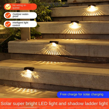 Warmweiße LED Solar Stufenleuchte Pfad Treppe Outdoor Garten Leuchten Wasserdichte Balkon Licht Dekoration für Terrasse Treppe Zaun Licht