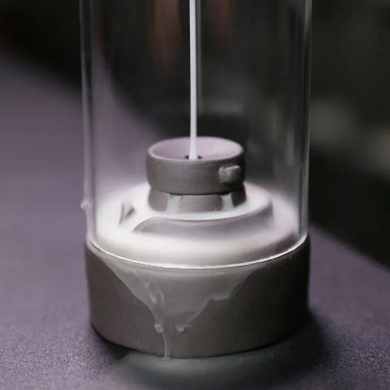 1 Stk. Steinmühlen-Design Purpurton Winddichter Wasserfall-Rückfluss-Räucherbrenner – Aromatherapie-Kessel, Teepet, Feng Shui Wohnkultur