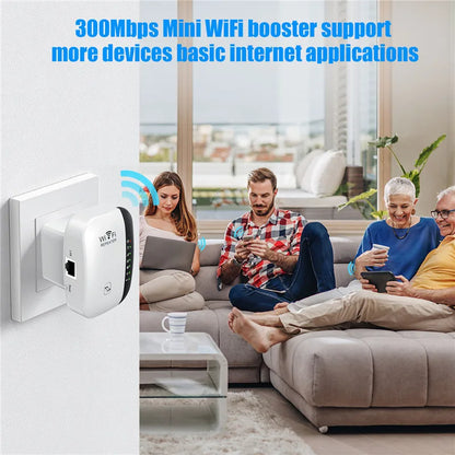 300M WIFi Repeater Wi-Fi-Verstärker 802.11N 2,4 GHz Wireless Signal Booster Smart Power Extender für Office Home Easy Setting