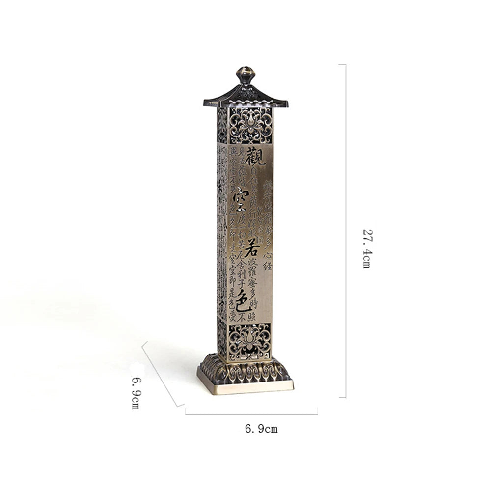 Großer vertikaler Weihrauchbrenner mit Schrift, Legierungssäule, Weihraucheinsatz, kreative Innendekoration, Heimbüro-Dekoration, Teezeremonie