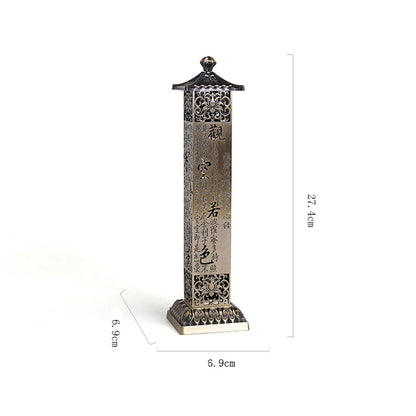 Großer vertikaler Weihrauchbrenner mit Schrift, Legierungssäule, Weihraucheinsatz, kreative Innendekoration, Heimbüro-Dekoration, Teezeremonie