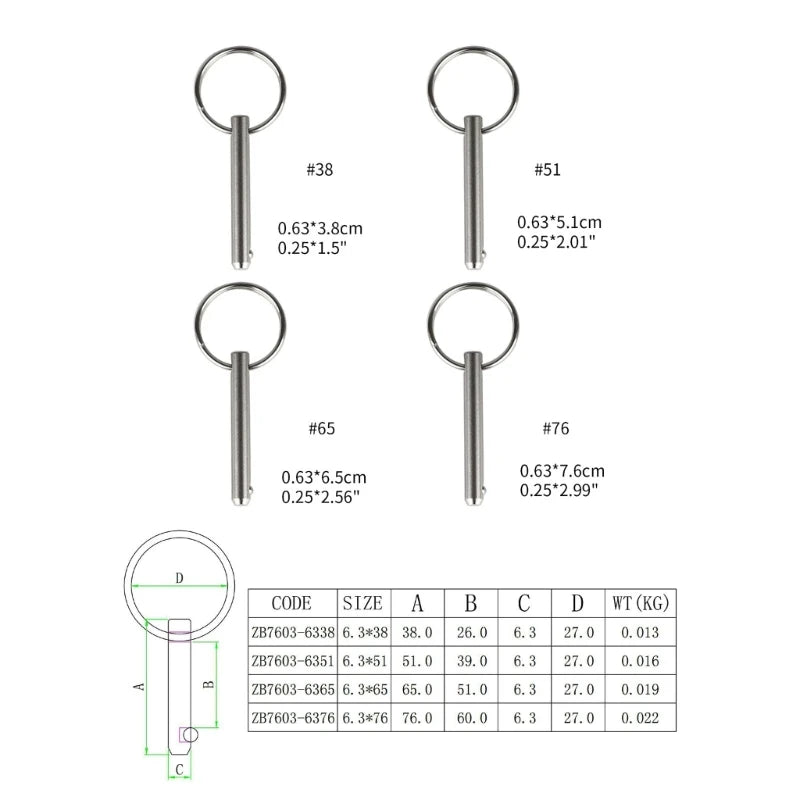 Marine Grade 316 Edelstahl Schnellspanner Kugel Verriegelungsstift für MOTORHOME Bimini Top Deck Scharnier Hardware Zubehör