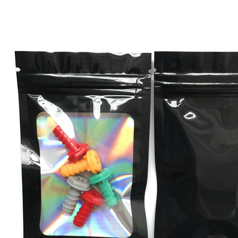 80 Laser Dazzle Zip-Lock Tasche Schmucktasche Regenbogenfolie Aluminiumfolie Tasche Aluminisierte Geschenk Hardware Zubehör Plastiktüte