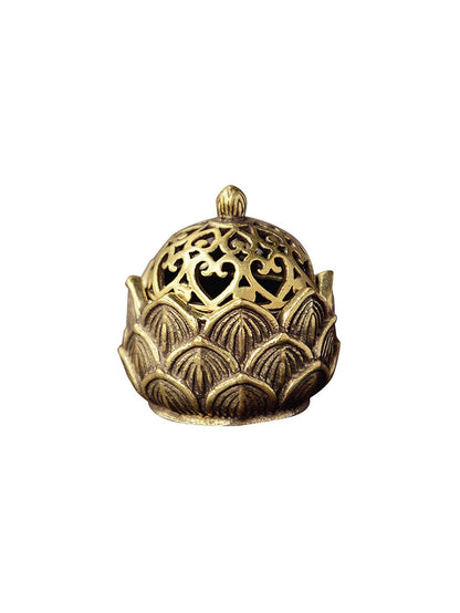 Retro Kupfer großer Lotus -Taschenhoch -Out -Weihrauch -Stick -Brenner -Brass -Weihrauchhalter mit Cover Home Dekoration Sandelholz