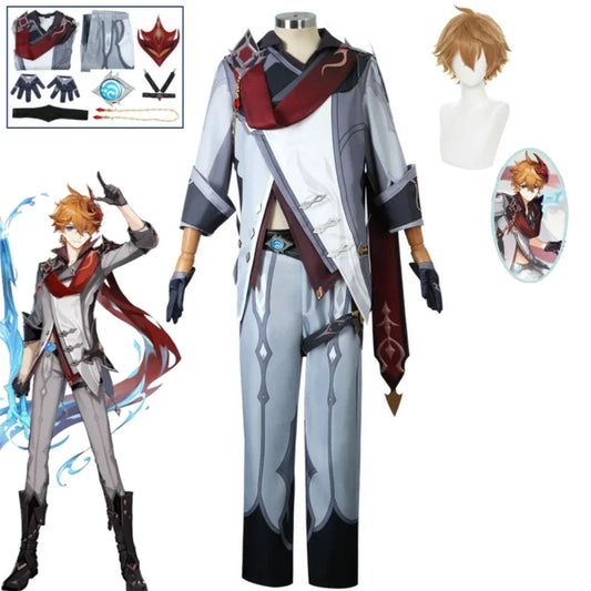 Game Anime Genshin Impact Tartaglia Kostüm: Cosplay-Uniform, vollständiges Set für Halloween-Partys und Aufführungen.