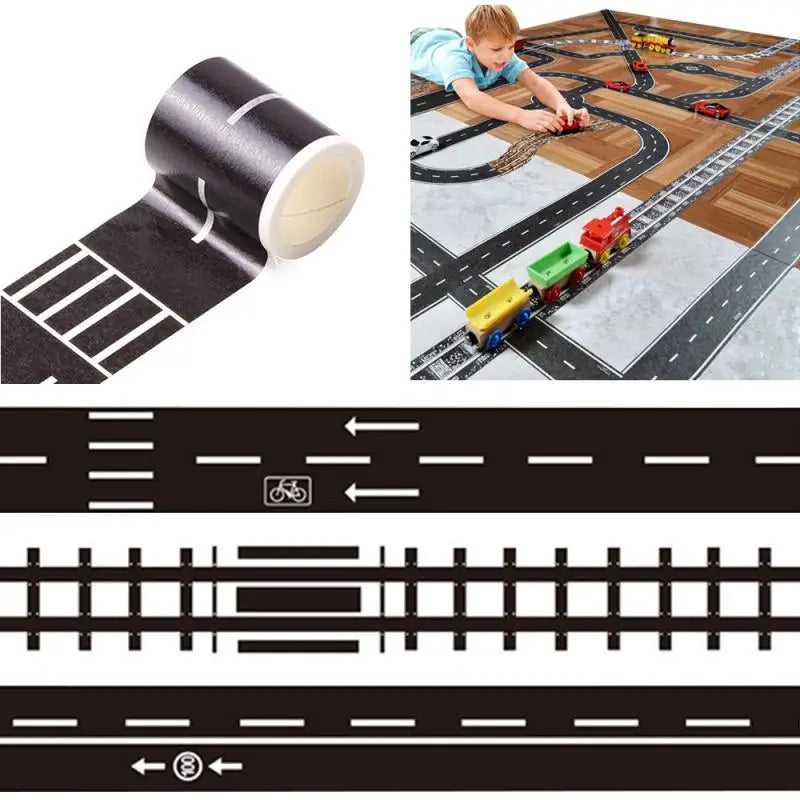 5m Eisenbahn Straße Gleis Szene Band Breit Kreativ Verkehr Straße Klebeband Maskierung Papier Klebeband DIY Design Aufkleber Kinder Spielzeug Auto Spielen