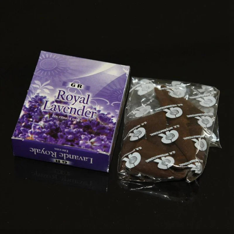 10pcs/Box Indien Kegel Weihrauch kleine Kasten natürliche duftende Gewürze Jasmin Lavendel Vanille Wohnzimmer Buddhismus Turm Weihrauch