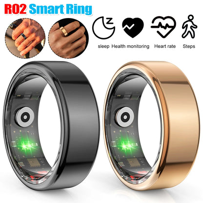 R02 Smart Ring Männer Frauen Gesundheitsmonitor Wasserdicht Bluetooth 5.0 Blutsauerstoff-Tracker IP68 5ATM Multi-Sport-Modus für IOS Android
