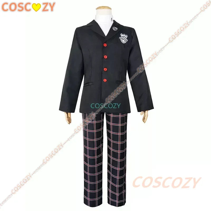 Game Persona 5 Ren Amamiya Akira Kurusu Kostüm: Cosplay-Schuluniform für Männer, unisex Halloween-Anzug, schwarzes Uniform-Set für Partys.