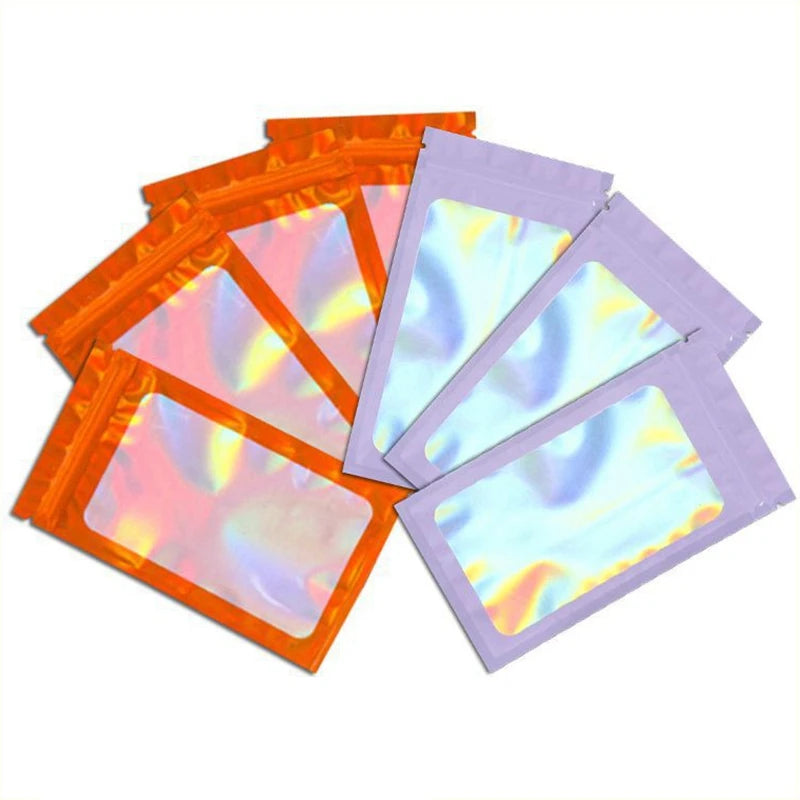 80 Laser Dazzle Zip-Lock Tasche Schmucktasche Regenbogenfolie Aluminiumfolie Tasche Aluminisierte Geschenk Hardware Zubehör Plastiktüte