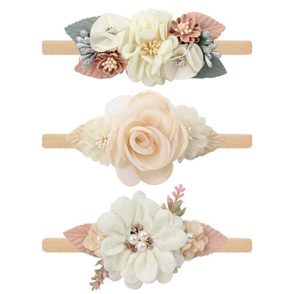 Floral Mädchen Stirnband Neugeborenes Baby Kleinkind Nylon elastische Haargummis Prinzessin Haarband Kinder Haar Seil Perle Blume Haarschmuck