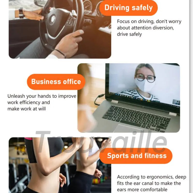 Trouvaille Single Ear Wireless Bluetooth Headset KopfhörerLotus Kopfhörer Freisprecheinrichtung Ohrhörer 36 Stunden Fahren Ultra Long Standby