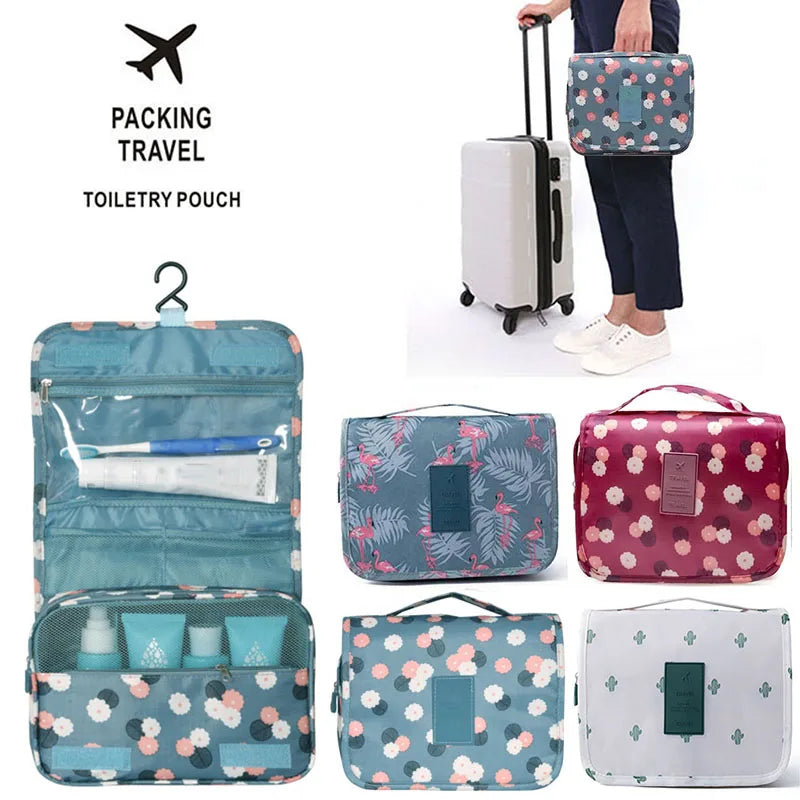 Kosmetiktasche Frauen Reisetasche Wasserdichte Toilettenartikel Beauty Organizer Damen Badezimmer Neceser Make-up Aufbewahrungstasche mit Haken Waschen